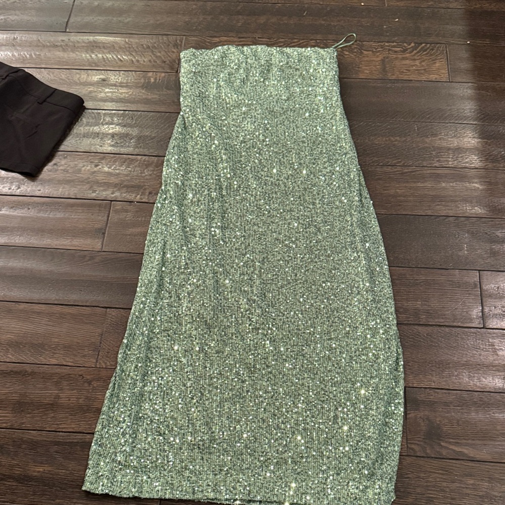 By Anthropologie strapless sequin dress small